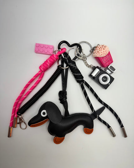 Retro Camera & Popcorn Bag Charm | Pink&Black Details