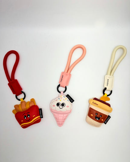 Foodie Face Bag Charms - Fries, Ice Cream, Coffee Cup