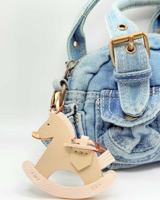 Rocking Horse Bag Charm – Faux Leather Horse Ornament in 4 Colors | Cute Saddle Keychain | Purse or Tote Decoration