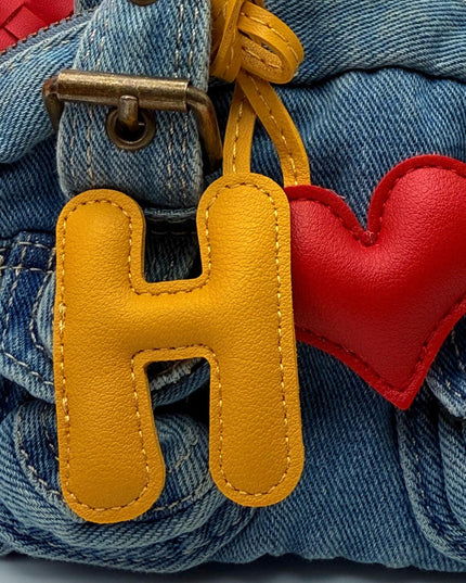 Cute PuLeather Bag Charm- Heart Shape and H