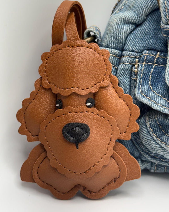 Poodle Dog Keychain – Faux Leather Puppy Bag Charm | Cute Dog Accessory for Handbags & Backpacks