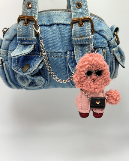 Cool Puppy Bag Charm – Fluffy Dog Keychain with Sunglasses & Outfit | Fun Fashion Accessory | 3 Colors