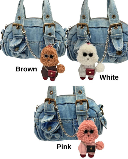 Cool Puppy Bag Charm – Fluffy Dog Keychain with Sunglasses & Outfit | Fun Fashion Accessory | 3 Colors