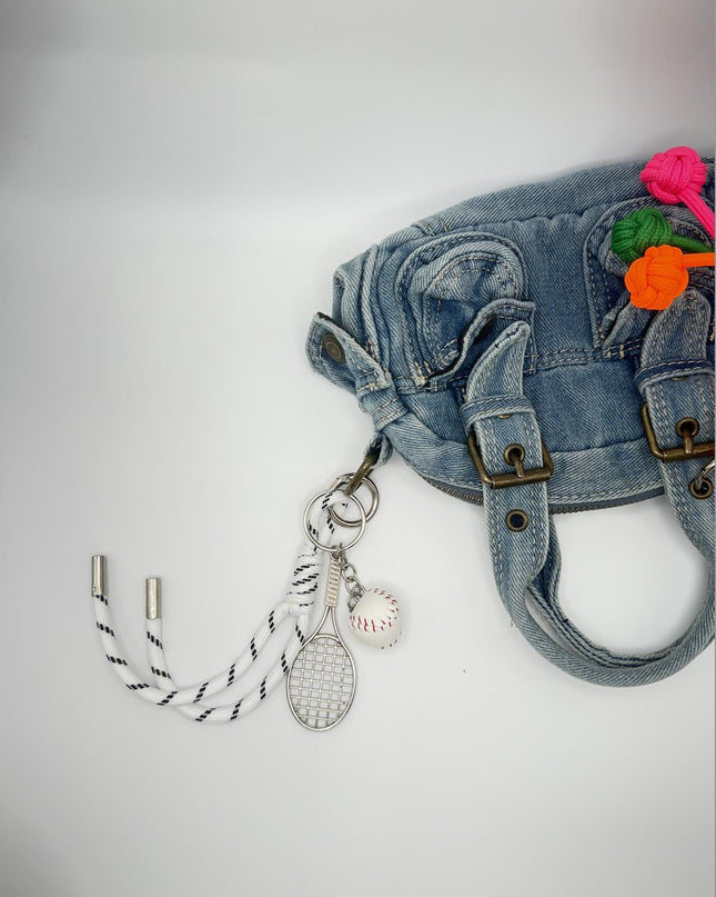 Tennis Racket Keychain with Ball – Colorful Sporty Keychains | Pick Your Favorite Style | Cute Gift for Tennis Lovers