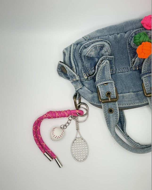 Tennis Racket Keychain with Ball – Colorful Sporty Keychains | Pick Your Favorite Style | Cute Gift for Tennis Lovers