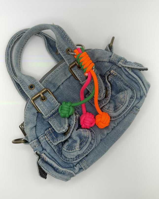 Paracord Bag Charm with Monkey Fist Knots – Colorful Purse Accessory –  4 Color Options