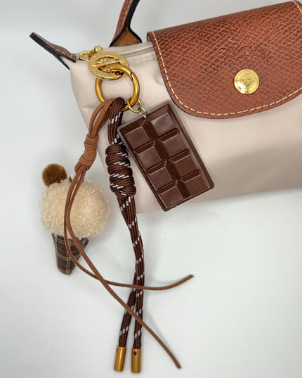 Chocolate Bar & Ice Cream Cone Bag Charm | Cute Y2K Style Keychain | Plush Dessert Keyring | Aesthetic Purse Accessory